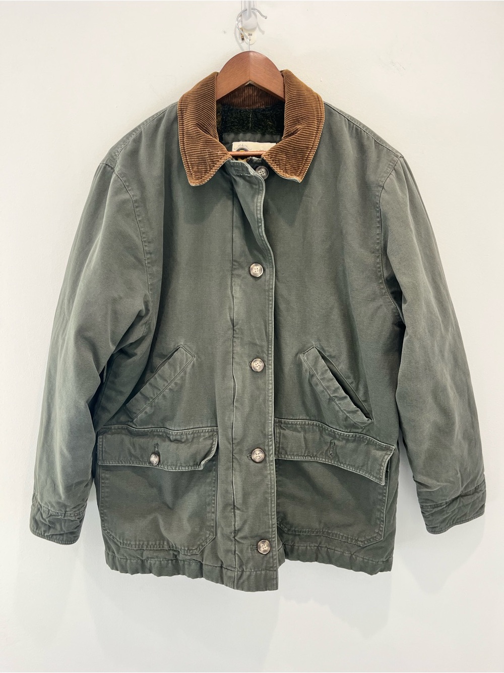 COLEBROOK & CO. Vintage Barn Jacket in Olive Green Corduroy-Collar